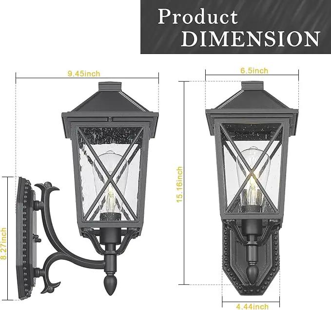 Darkaway Outdoor Wall Light Fixture,Outside Porch Lights Wall Mounted Seeded Glass Exterior Waterproof Lantern Modern E26 Socket Wall Sconce Lighting for Front Door Yard Patio by GreenHaven Gardens