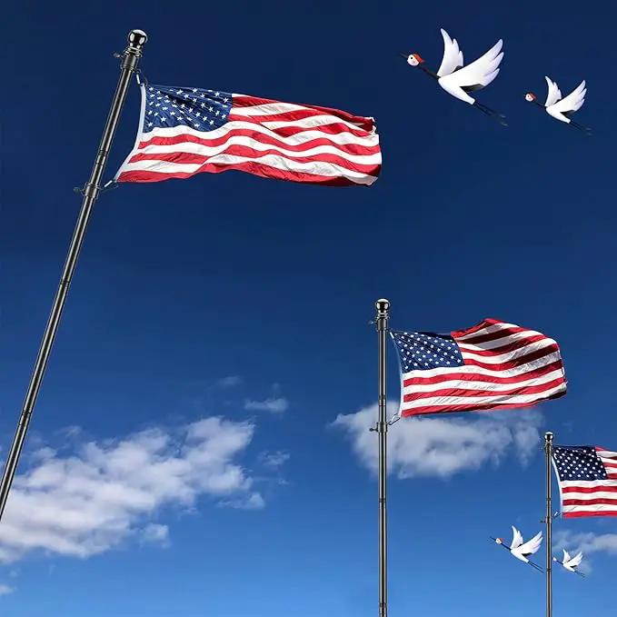 Black Flag Poles for Outside in Ground - 8.3ft Flag Pole for House with 2 Pronges Base - Stainless Steel Flag Pole Kit with 3x5FT American Flag for Yard Residential Commercial by GreenHaven Gardens
