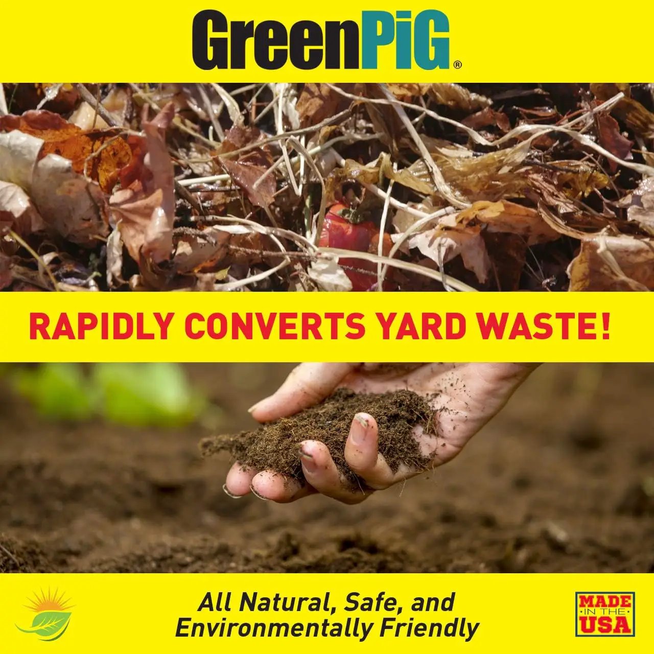 GREEN PIG Compost Accelerator Converts Yard Waste to Fertile Humus in 30 Days and Helps Control Odors Associated with Compost Piles, 1 Bag (12 Dissolvable Packets) by GreenHaven Gardens