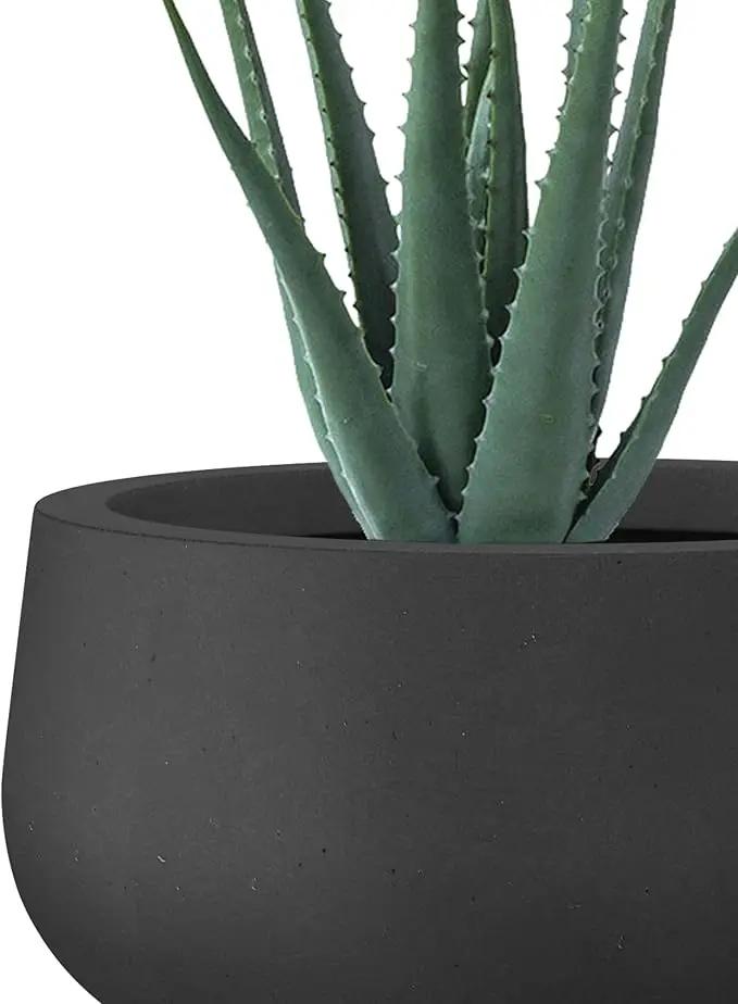 Kante 11.8" Dia Round Concrete Planter, Cement Plant Pots with Drainage Hole and Rubber Plug for Outdoor Indoor Garden Home, Modern Curvaceous Design, Black by GreenHaven Gardens