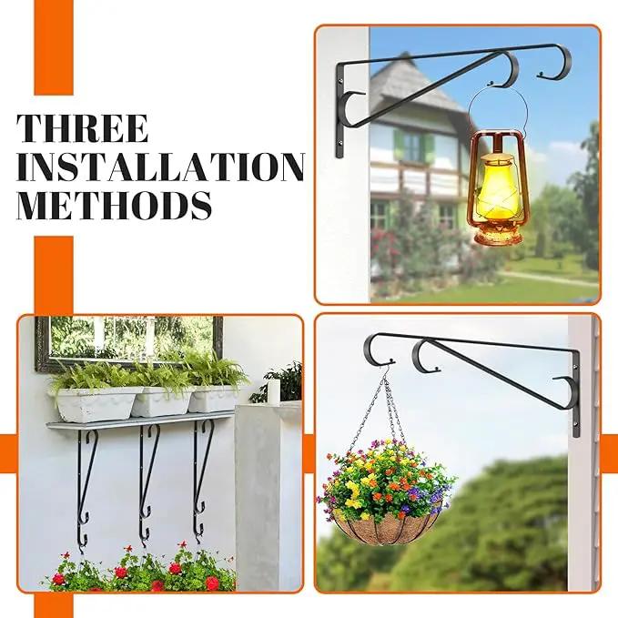 Plant Hangers Outdoor (2 Pack-15.5 Inch Black) Plant Hooks Heavy Duty Iron Plant Hanger Hook for Wall, Hanging Plant Bracket for Planters, Bird Feeders, Lanterns, Wind Chimes, Outdoor by GreenHaven Gardens