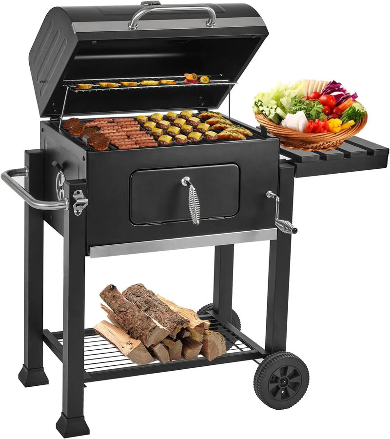 Charcoal Grill, BBQ Grill Charcoal Grill with Pull-Out Grease Tray for Outdoor Patio Backyard (Cast Iron Grate) by GreenHaven Gardens