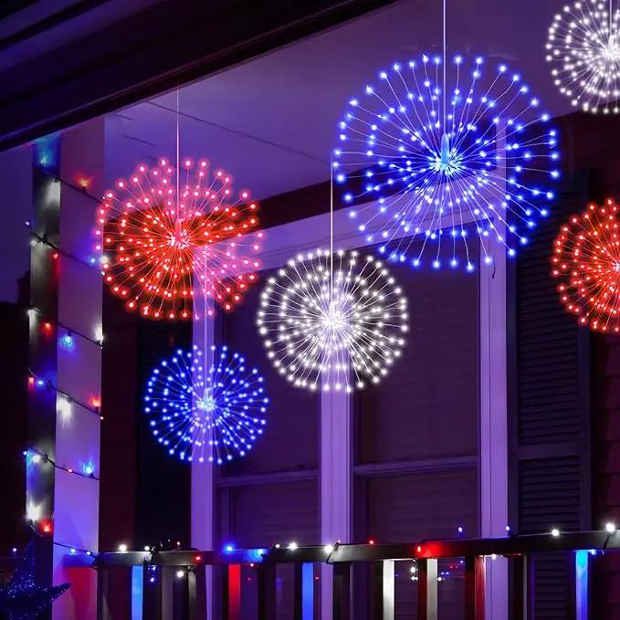 3 Pack 4th of July Lights Decorations 480 LED Remote&Time 8 Light Mode Red White and Blue Firework Lights Battery Operated, American Flag Patriotic Memorial Day Independence Day Outdoor Decor by GreenHaven Gardens