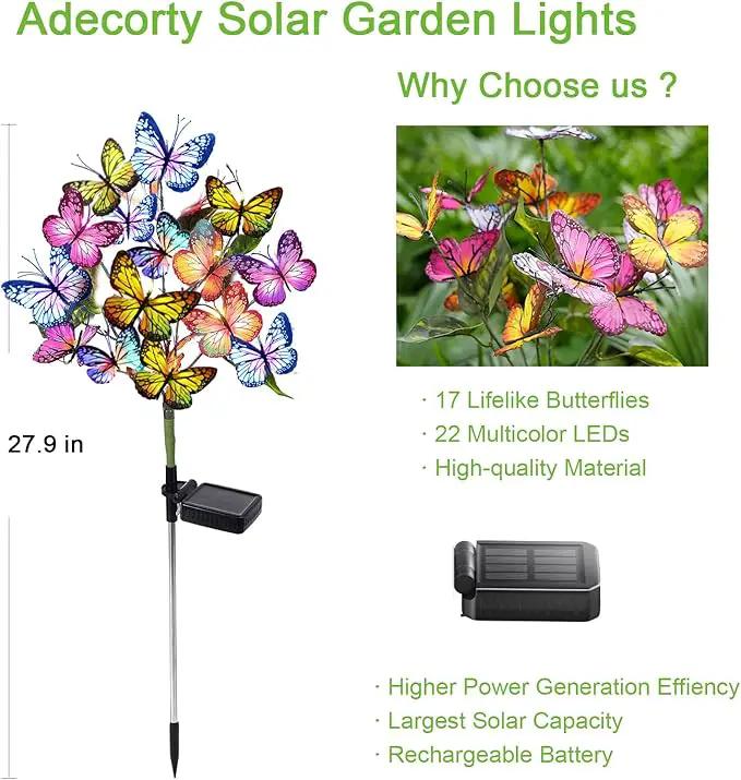 Solar Garden Lights Solar Lights Outdoor Waterproof Decorative 4 Pack with 144 LED 68 Butterfly Solar Lights for Garden Yard Decor Christmas Decorations, Gifts for Mother's Day Mom by GreenHaven Gardens
