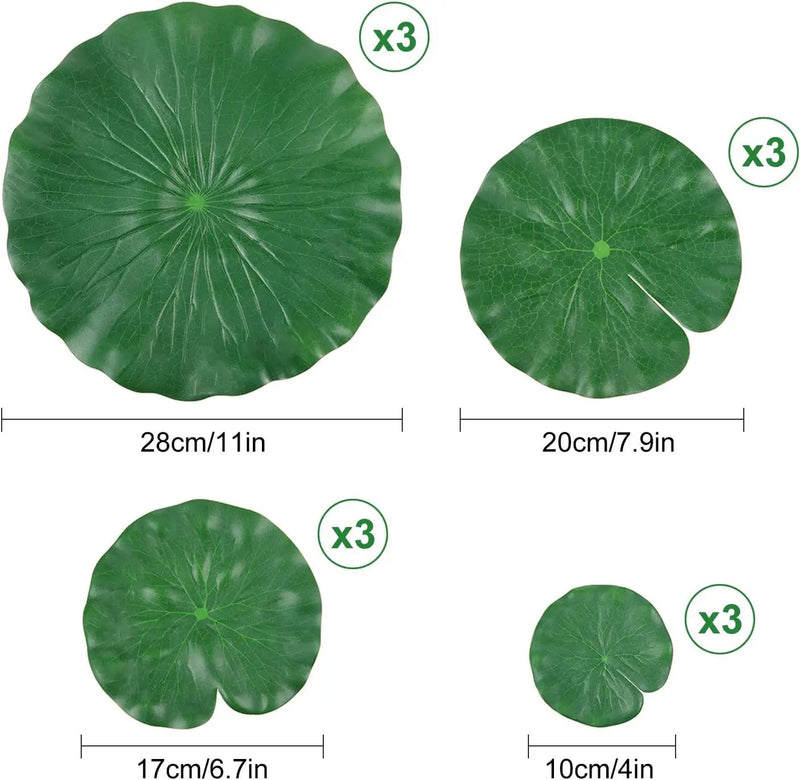 WILLBOND 12 Pieces 4 Kinds Artificial Lotus Leaves Floating Foam Ornament Lily Pads Foliage Pond Decor Water Lily Leaves for Patio Koi Fish Pond Pool Aquarium Decoration by GreenHaven Gardens