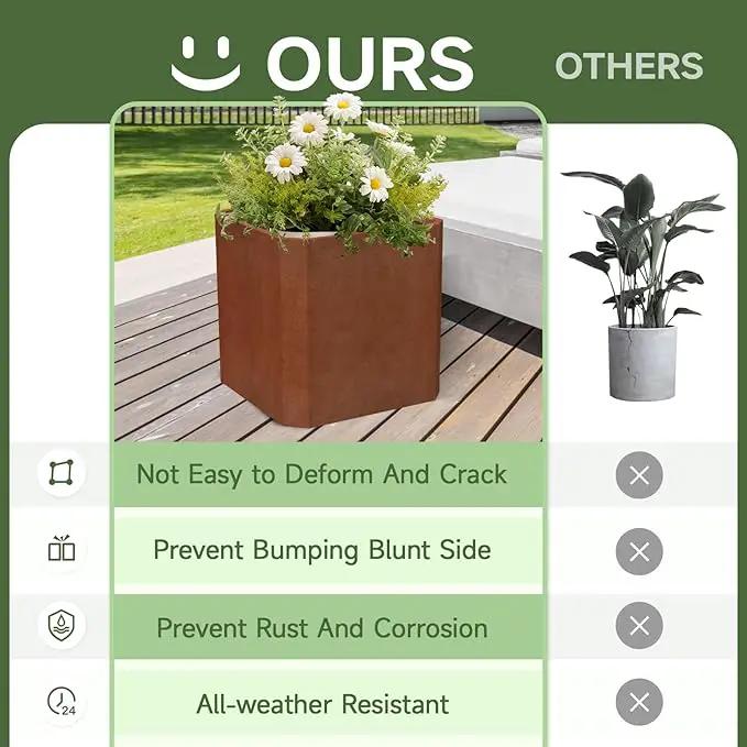 Corten Steel Planter Box-20"x20"x20"-Large Square Planter Matel -Outdoor Indoor- Heavy Duty Rustic Tall Planter Flower Pot Commercial Residential for Patio Porch Deck Home Backyard by GreenHaven Gardens