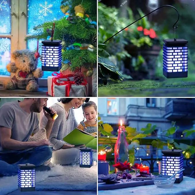EOYIZW Solar Lanterns, 99LEDs Dancing Flickering Flame Lights, IP65 Waterproof, Purple, 3.5" H x 3.5" W x 3.5" D by GreenHaven Gardens
