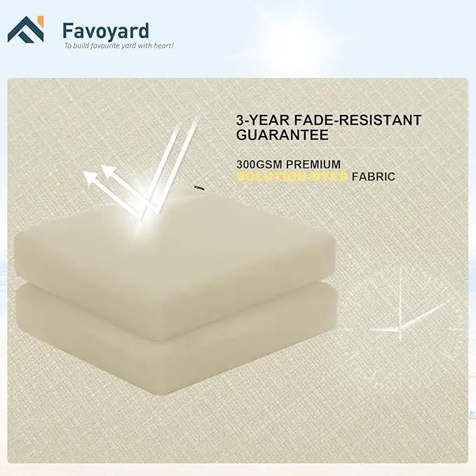Favoyard Outdoor Chair Cushion 19 x 19 x 3 Inch Rainproof & 3-Year Fade Resistant Patio Furniture Cushions with Removable Cover and Adjustable Ties for Garden Sofa Couch Pads Set of 2, Beige by GreenHaven Gardens