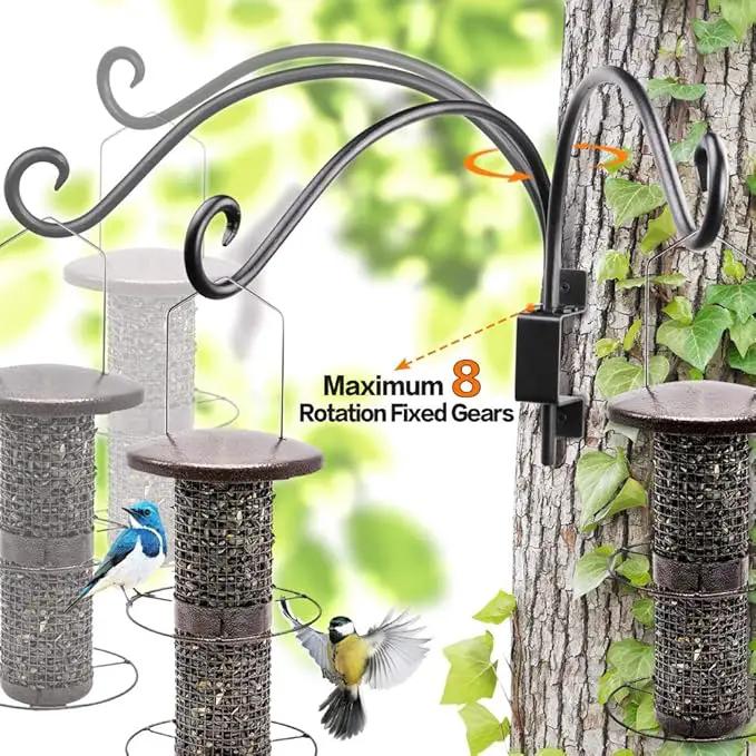 AJART Bird Feeder Hanger of Swivel Hanging Plant Bracket for Outdoor(Black) More Suitable for Outside birdhouses Plant Hooks (16"-2PCs) by GreenHaven Gardens