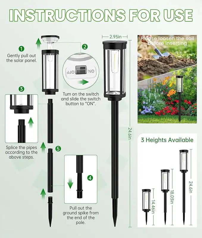 Bright Solar Pathway Lights, 2 Pack Solar Lights Outdoor Waterproof IP65, Auto On/Off Path Landscape Lighting, Long Lasting Outdoor Light for Yard Garden Walkway Landscape Lawn Patio Lighting by GreenHaven Gardens
