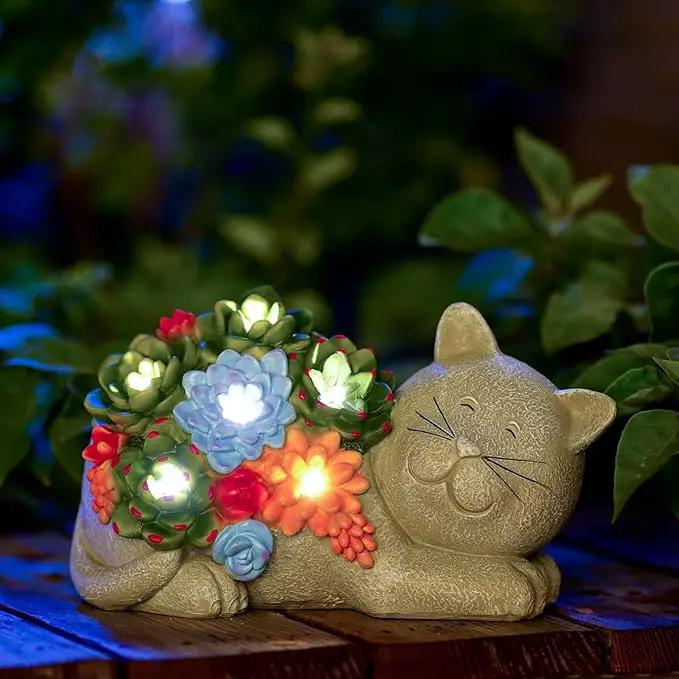 Garden Outdoor Decor Statues: Figurine with Solar Light Decorations Ornaments Patio Art Balcony - Birthday Gifts for mom Grandma Women by GreenHaven Gardens