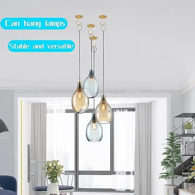 Ceiling Hooks for Hanging Plants-Metal Heavy Duty Wall Mounted Hangers for Hanging Bird Feeders, Planters, Wind Chimes, Include Professional Drywall Anchors (3-Pack) (Gold) by GreenHaven Gardens