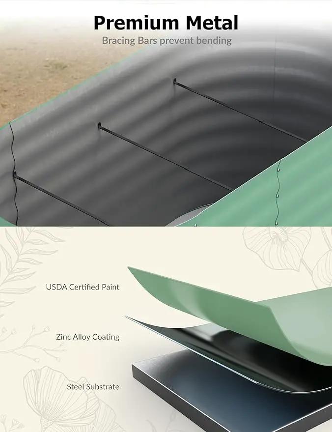 6x3x2 ft Raised Garden Bed,Galvanized Raised Planter Boxes Outdoor with Easy Assembly, Large Garden Bed for Vegetables, Fruits, Flower,Raised Garden Bed,Green by GreenHaven Gardens