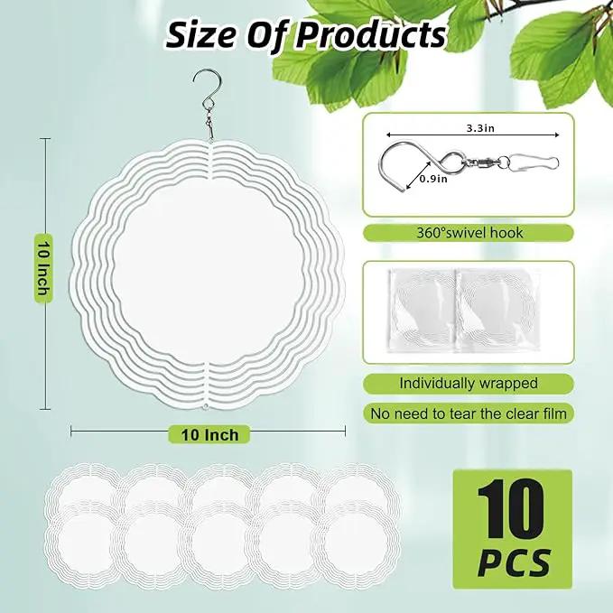 10 Pack Sublimation Wind Spinner Blanks 10 Inch,3D Wind Spinners Sublimation Blanks Products Bulk Aluminum Metal Sublimation Blank Wind Spinner for DIY Gift Indoor Outdoor Decoration by GreenHaven Gardens