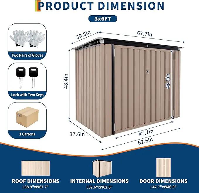 2 Trash Cans Metal Outdoor Storage, 3x6 FT Garbage Bin Storage Shed with Chain Lid, Garbage Can Metal Sheds for Garden, Backyard, Lawn and Patio by GreenHaven Gardens