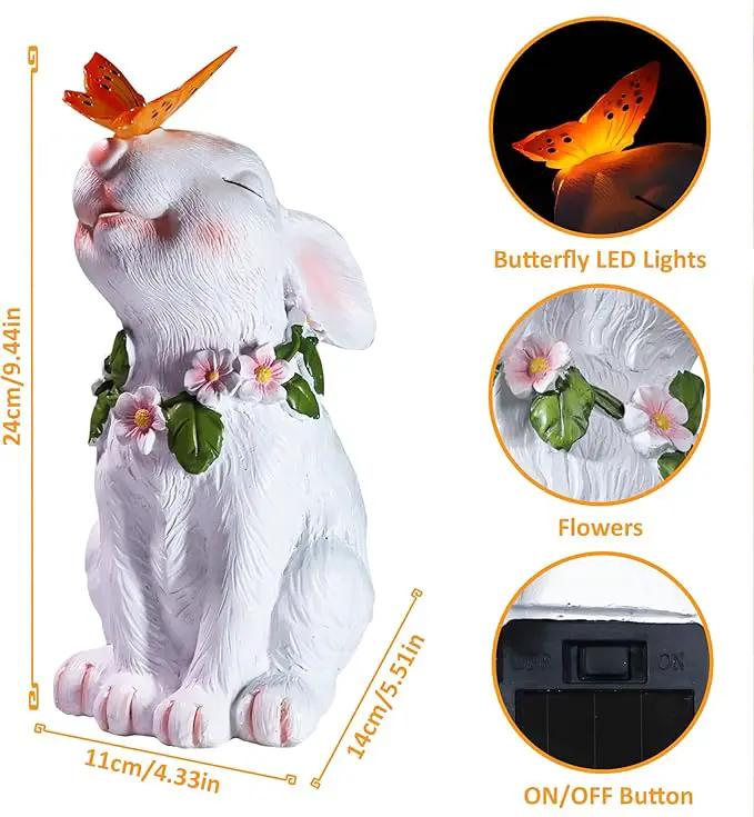 Solar Bunny Easter Garden Outdoor Decor, Large Outside Lawn Rabbit Animal Ornaments for Patio Clearance Balcony Yard, Easter Gift to Mom Women Birthday Mother's Day by GreenHaven Gardens