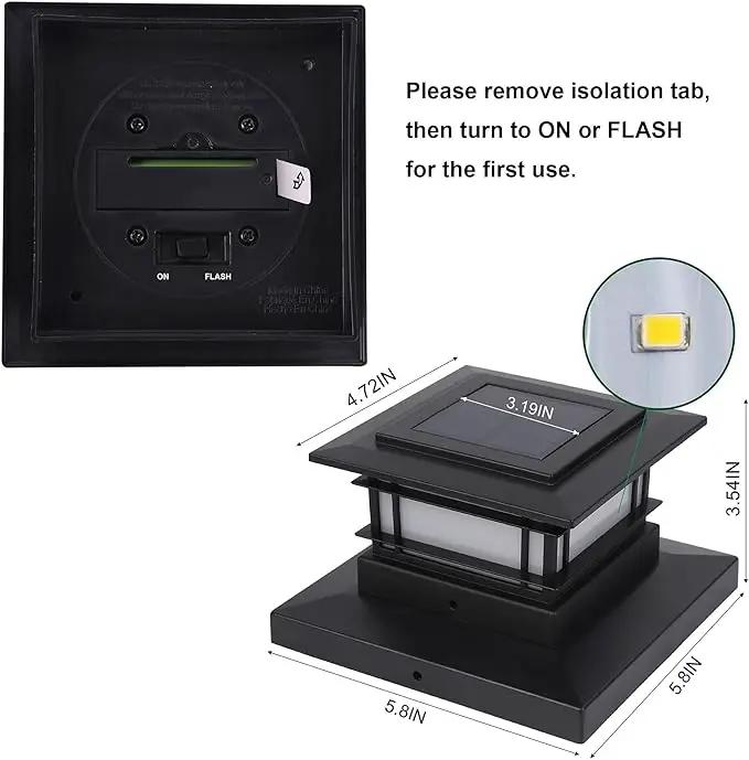 Dynaming 2 Pack Solar Flame Post Lights Outdoor, Solar Powered Fence Post Cap Lights, High Brightness Flickering Flame SMD LED Lighting Decor for Garden Deck Patio, 4x4, 5x5 or 6x6 Vinyl/Wooden Posts by GreenHaven Gardens