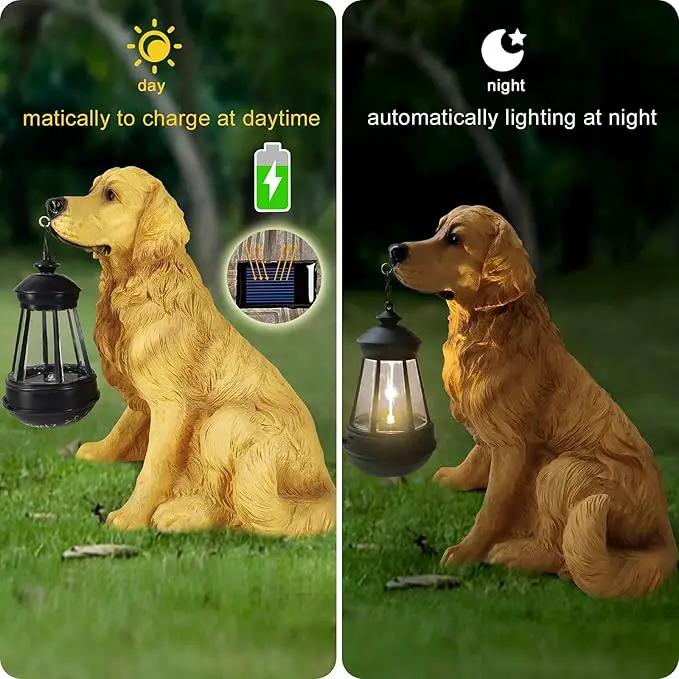 Notakia Golden Retriever Statue Outdoor with Solar Led Home Garden Decoration Windproof Lamp Realistic Dog Decor(Golden Retriever &LED) by GreenHaven Gardens