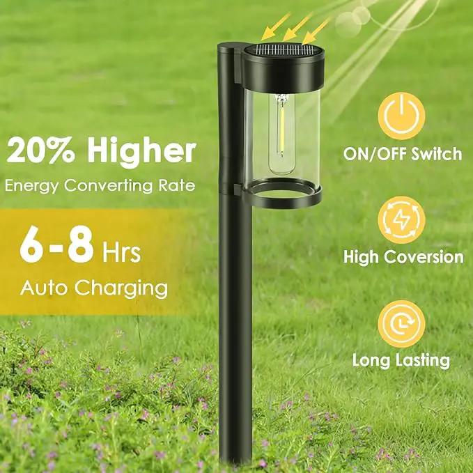 Solar Pathway Lights Outdoor, 10 Pack Metal & Glass Solar Lights Outdoor Waterproof Landscape Path Lights Solar Lights for Outside Yard Lawn Walkway Driveway Garden Decor by GreenHaven Gardens