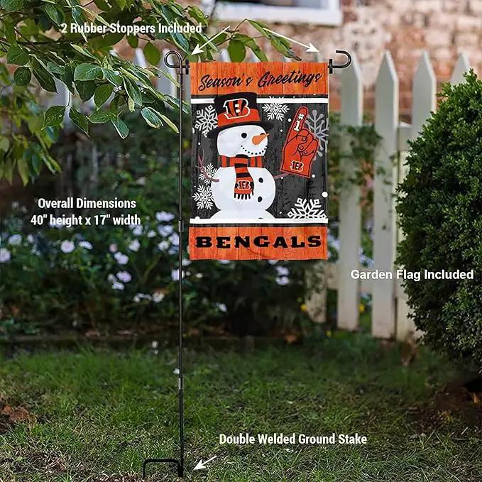 Cincinnati Bengals Holiday Snowman Garden Flag and Flagpole Mount by GreenHaven Gardens