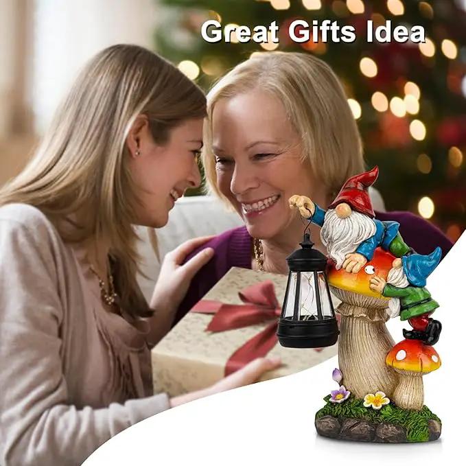 C&Y&G&X Solar Garden Gnome Statue - Waterproof Outdoor Mushroom Decor with Solar Lantern LED Lights for Yard, Lawn, Patio – Ideal Gifts for Mom Grandma Women Wife Sister by GreenHaven Gardens
