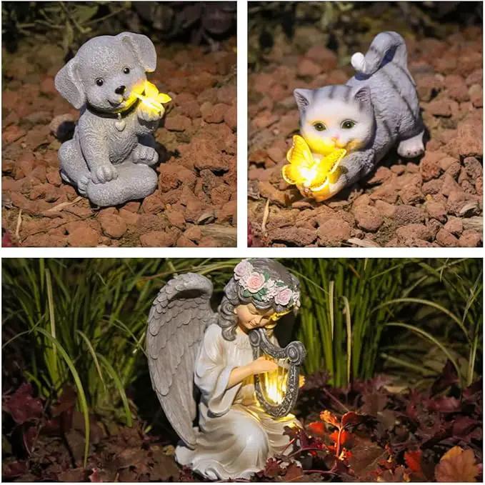 Solar Garden Statues Outdoor Cat Lights, Unique Housewarming Garden Gifts for Women Mom Wife Grandma and Sisters，Cute Cat Sculpture Decoration for Patio, Terrace, Balcony, Lawn by GreenHaven Gardens