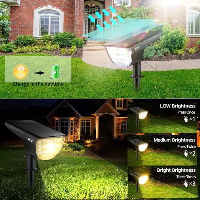 Jior Solar Lights Outdoor Waterproof IP65,32 LED Garden Lights,Solar Landscape Lighting Outdoor for Yard Driveway Walkway Pool Patio (Warm White-2 Pack) by GreenHaven Gardens