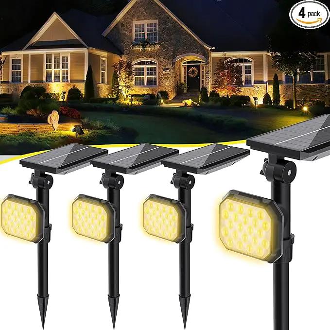 JSOT Solar Outdoor Lights - 4 Pack Solar Spot Lights Spotlights for Outside Landscape Lighting for Garden Tree Yard Pathway (Warm Light) by GreenHaven Gardens