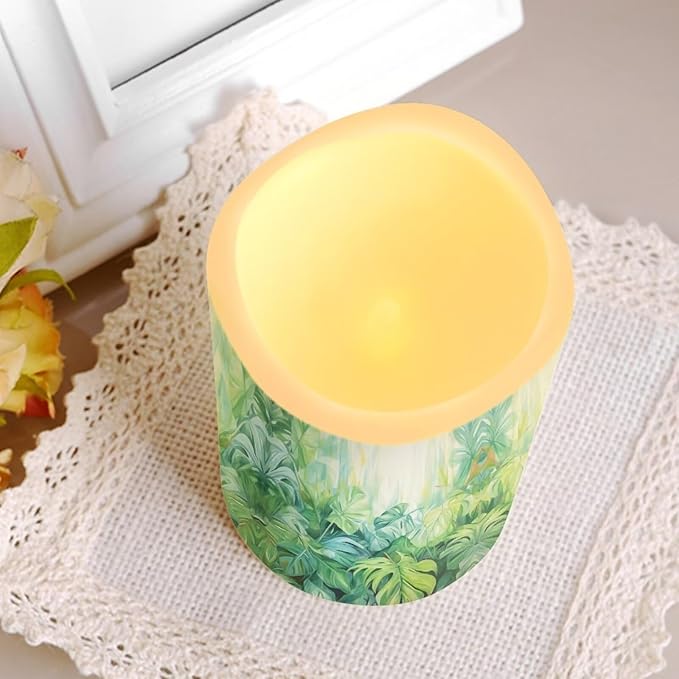 Ystardream Tropical Leaf Flameless Candles with Remote Battery Operated Candles Realistic LED Candles with Remote and Timer Set of 4 for Home Wedding Birthday Decorations by GreenHaven Gardens