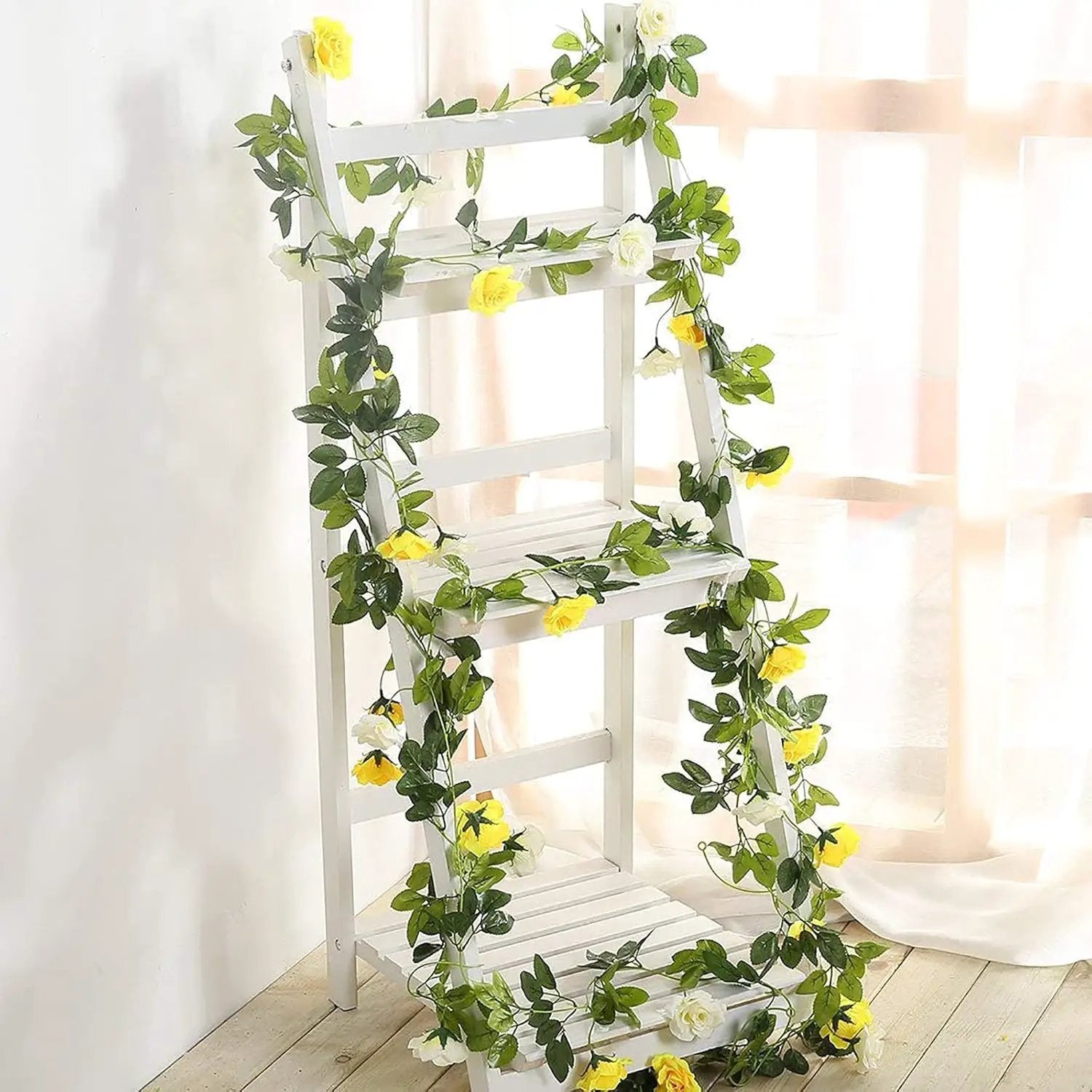 JUSTOYOU 2 Pack (15.8FT) Fake Rose Garland, Artificial Rose Vines Flowers Hanging Silk Rose Vine Wedding Home Backdrop Party Arch Arrangement Decoration by GreenHaven Gardens