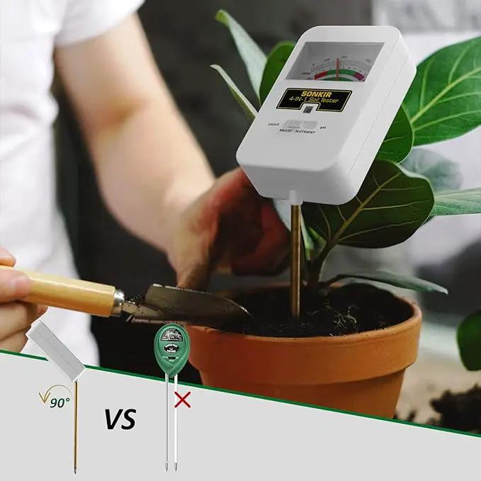 Soil Moisture Meter, 4-in-1 Soil Ph Meter, Soil Tester for Nutrients, Moisture, PH and Light, Soil Ph Test Kits for Plant, Great for Garden, Lawn, Indoor & Outdoor Use (No Battery Required) by GreenHaven Gardens