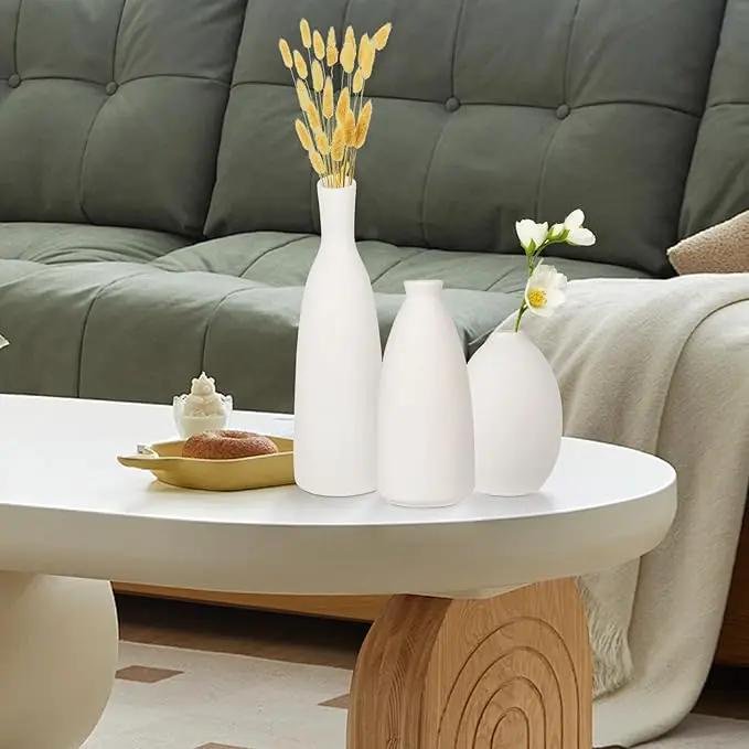 Ceramic Vase Set of 3, Small Flower Vase for Home Decor, Decorative Vases for Pampas Grass & Dried Flowers, Living Room, Bedroom, Bathroom, Shelf Centerpiece Table Decorations by GreenHaven Gardens