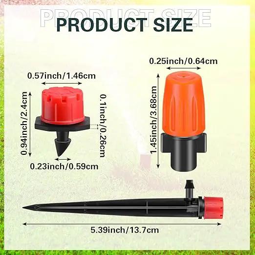 30 Pcs Drip Irrigation Kits with 10 Pcs 1/4 Drip Irrigation Emitters10 Pcs 360 Degree Adjustable Irrigation Drippers Sprinklers and 10 Pcs 3 Way Atomizing Nozzles for (4-7mm) Watering Patio by GreenHaven Gardens