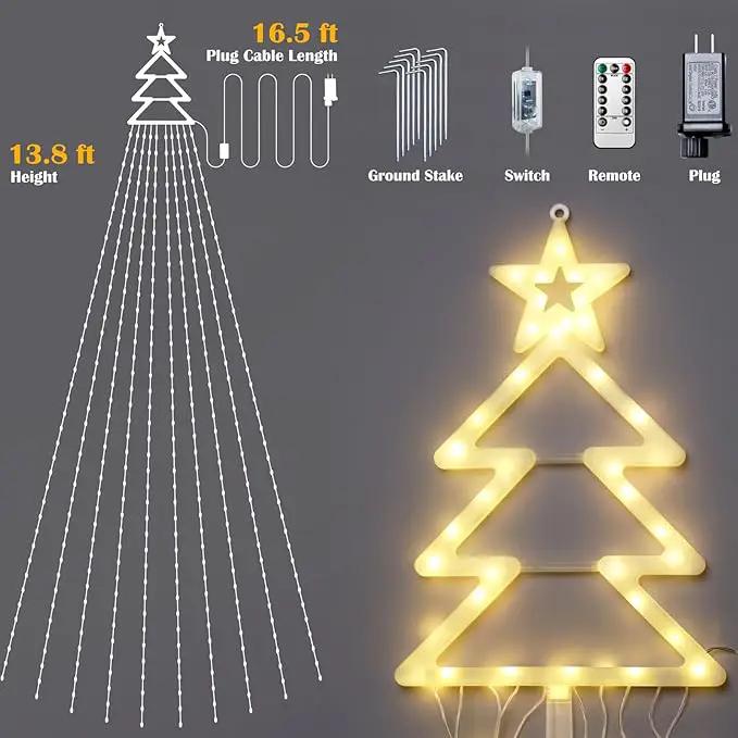 420 LED Outdoor Christmas Decorations Star String Lights Waterproof Christmas Tree Topper, 8 Lighting Modes Waterfall Lights for Tree Patio Garden Yard Party (Warm White) by GreenHaven Gardens