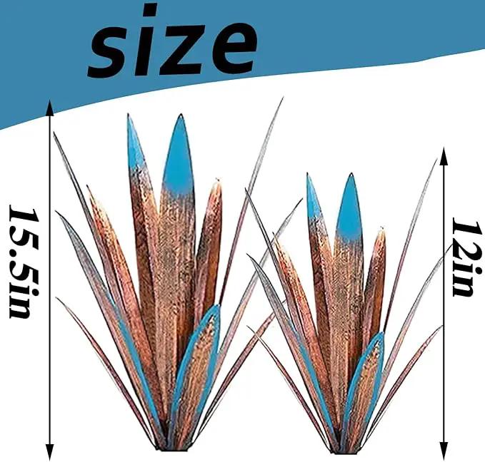 Jesokiibo Tequila Rustic Sculpture DIY Metal Agave Plant Home Decor Rustic Hand Painted Metal Agave Garden Ornaments Outdoor Decor Figurines Home Yard Decorations Stakes Lawn Ornaments (Blue 4PCS) by GreenHaven Gardens