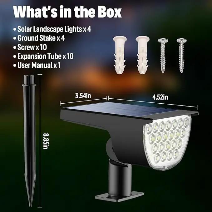 Solar Lights Outdoor Waterproof IP65, 76 LED 3 Lighting Modes Solar Spot Lights Outdoor Yard Garden Landscape Pathway (Cool White, 4 Pack) by GreenHaven Gardens
