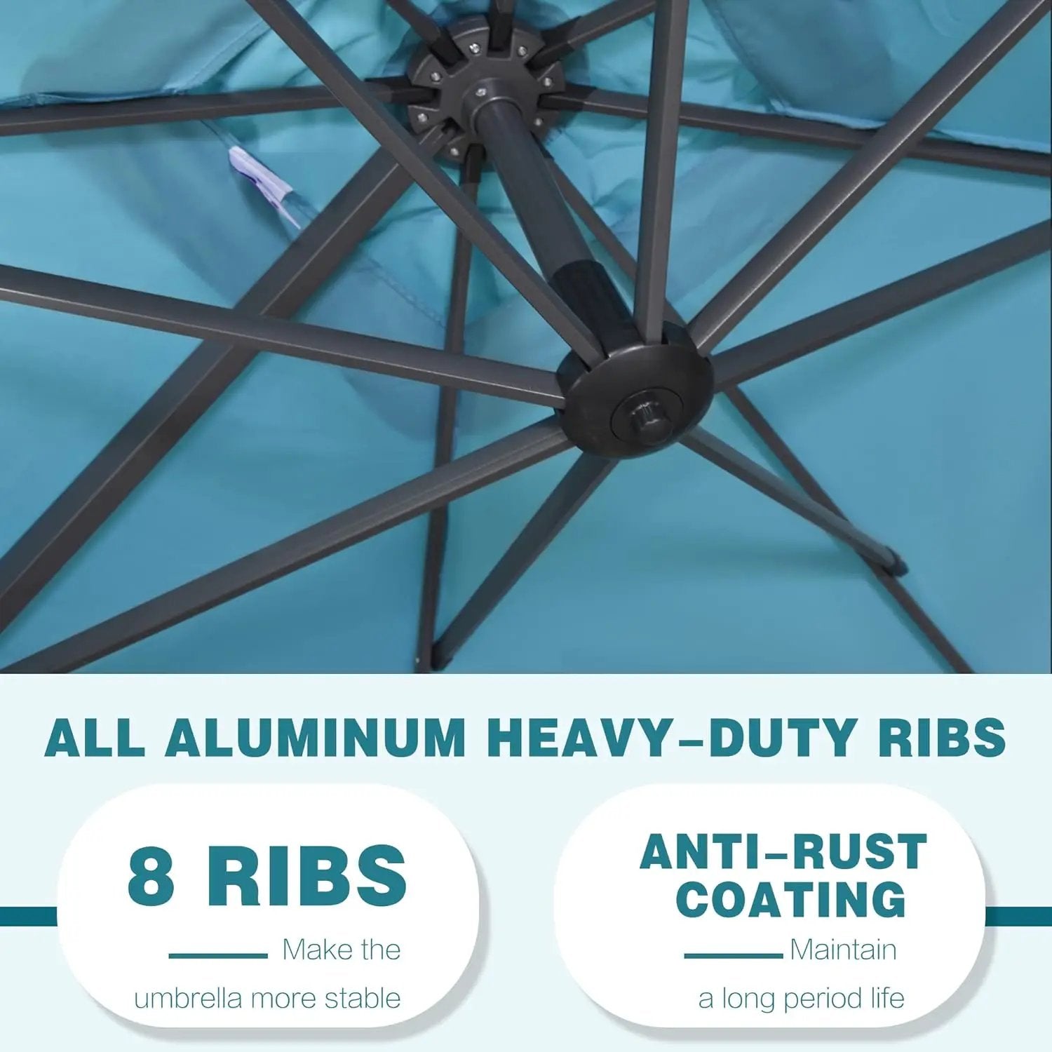PURPLE LEAF 11 Feet Patio Umbrella Outdoor Cantilever Round Umbrella Aluminum Offset Umbrella with 360-degree Rotation for Garden Deck Pool Patio, Turquoise Blue by GreenHaven Gardens