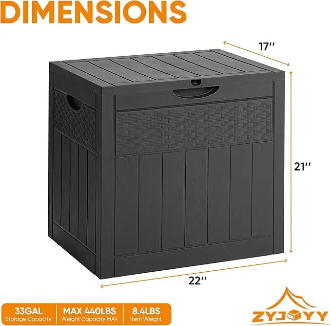 33 Gallon Resin Deck Box, Weatherproof Outdoor Storage Box for Patio, Garden, Pool, and Yard, Lockable Waterproof Bin for Tools, Cushions, and Accessories, Black by GreenHaven Gardens