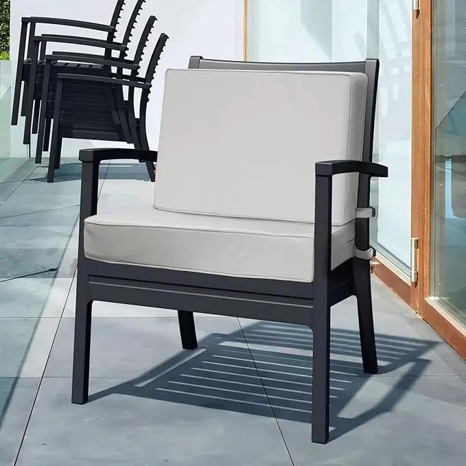 Outdoor Deep Seat Cushion Set 22" x 22", Water Repellent & Fade Resistant Cushion for Patio Furniture, Back & Seat Cushion with Removable Covers for Sofa, Couch, Light Grey by GreenHaven Gardens