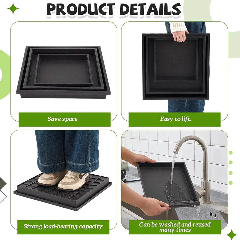 3 Size Square Stepping Stone Mold Internal Diameters 9.3" 12.6" and 14.3" Plastic Stepping Stone Molds for Concrete and Stained Glass for Garden Walk Way by GreenHaven Gardens