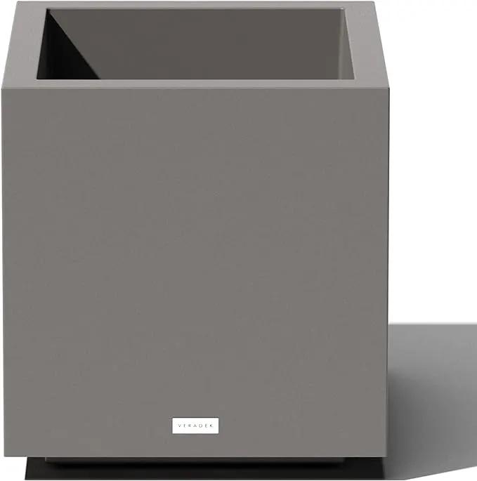 Veradek Block Series Cube Plastic Planter - Large Square Planter for Indoor or Outdoor Patio/Garden | Durable All-Weather Use with Drainage Holes | Modern Décor for Tall Plants, Trees, Flowers by GreenHaven Gardens