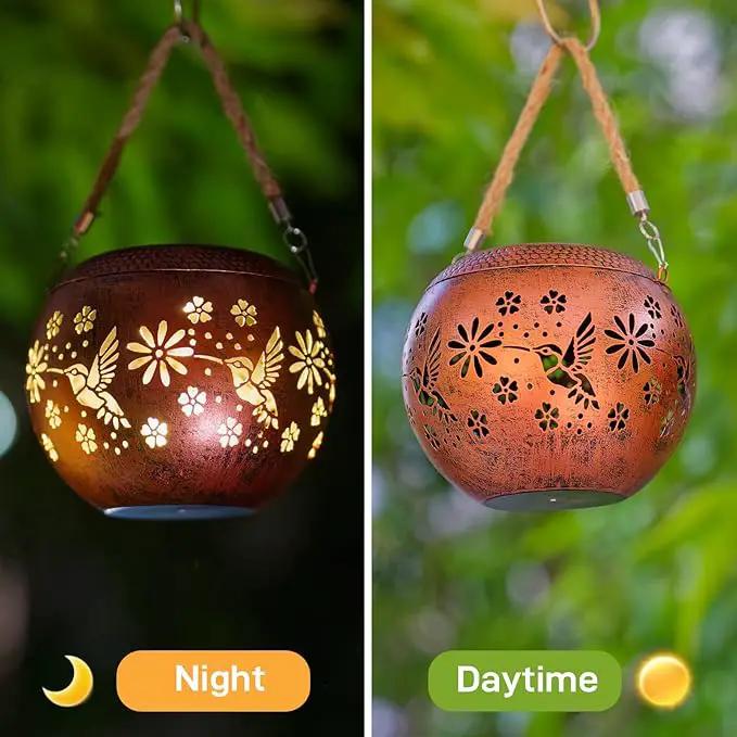 Starsoul 2 Pack Solar Lanterns Waterproof Outdoor, Hummingbird Hollow Out Decoractive Hanging Solar Lantern Lights for Outside Garden Yard Porch Tabletop Patio Decor, Gardening Gifts for Women Mom by GreenHaven Gardens