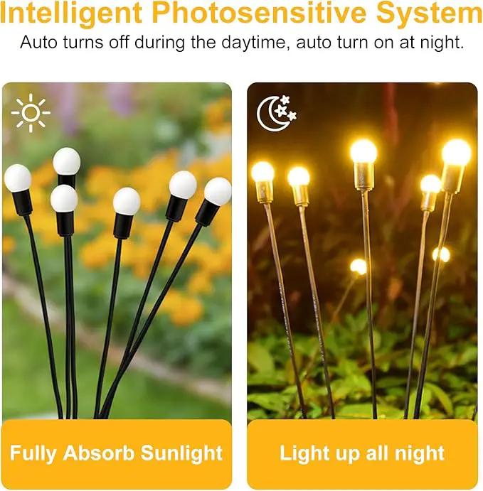 Solar Outdoor Lights, 6 Pack Firefly Solar Garden Lights for Outside, Garden Decorations by GreenHaven Gardens
