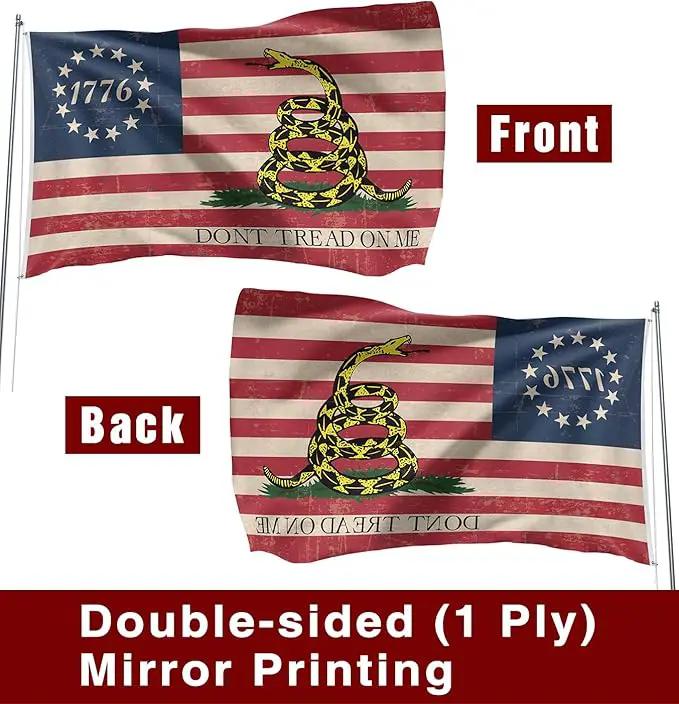 Don't Tread On Me Flag 1776 Flag 3x5 Ft Retro American Flag Polyester Double Sided Mirror Printing Outdoor House Patriotic Banner Decorate by GreenHaven Gardens