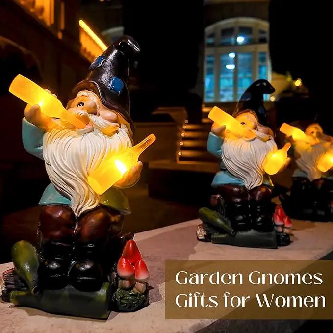 DKJOCKY Funny Garden Gnomes Outdoor, Solar Gnomes with Led Lights Decor for Outside, Gardening Gifts Garden Oranments Outdoor Birthday Gifts for Women Mom Grandma by GreenHaven Gardens
