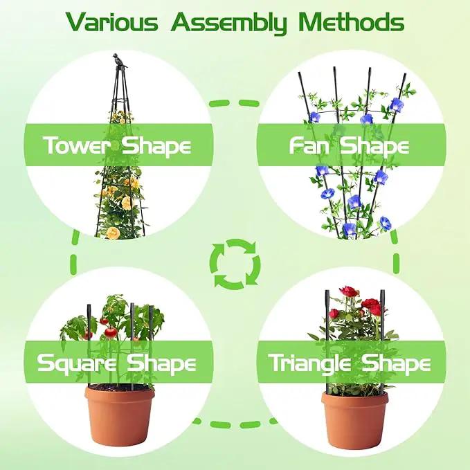 2 Pack Garden Trellis for Climbing Plants Outdoor, 79"/6.6ft Tall Rustproof Tomato Trellis, PE Coated Metal Plant Trellis Indoor, Tower Trellis for Potted Plants Flowers Vines Vegetables by GreenHaven Gardens