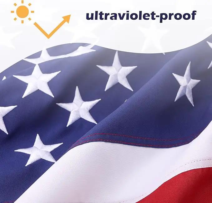 American Flag 5x8 Ft Deluxe Water Resistant Series Made From Heavy Duty Super Tough Spun Polyester/Embroidered Stars/Sewn Stripes/Brass Grommets,US Flags Perfect for Outside by GreenHaven Gardens