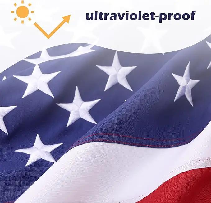 American Flag 2.5x4 Ft Deluxe Water Resistant Series Made From Heavy Duty Super Tough Spun Polyester/Embroidered Stars/Sewn Stripes/Brass Grommets,US Flags Perfect for Outside by GreenHaven Gardens