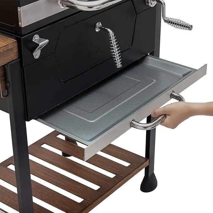 Royal Gourmet CD1824M 24-Inch Charcoal Grill, BBQ Smoker with Handle and Folding Table, Perfect for Outdoor Patio, Garden and Backyard Grilling, Black, Medium by GreenHaven Gardens