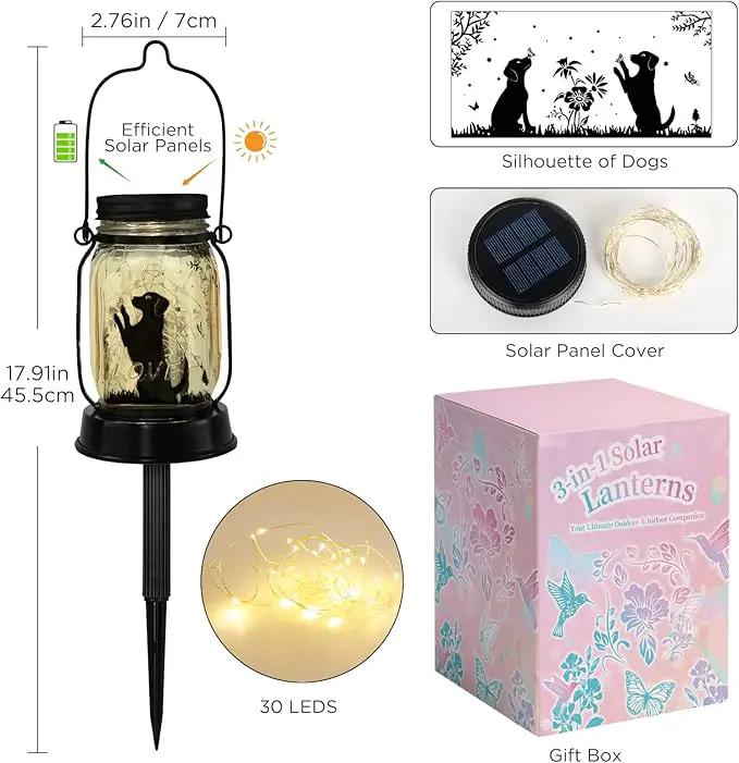 Dog Solar Lanterns Dog Lover Gifts for Women Men Dog Lovers Gifts Hanging Dog Lanterns with Stake for Yard Lawn Garden Decor Waterproof Dog Lights by GreenHaven Gardens
